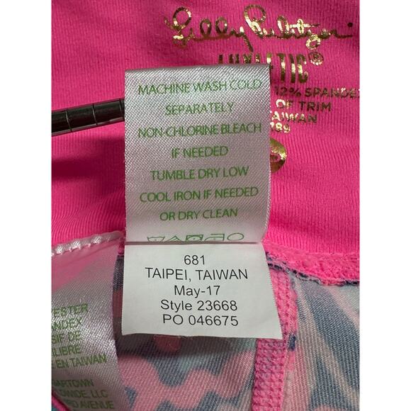 Lilly Pulitzer Pants Womens XS Luxletic Crop Pop Up‎ Lobstah Roll Navy Pink Gym - Picture 5 of 8